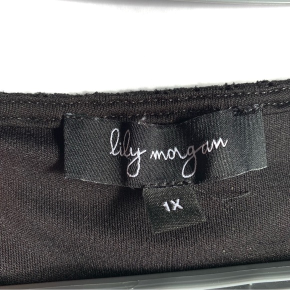 Lily Morgan Black Ruffle Top Size 1X - Picture 4 of 7